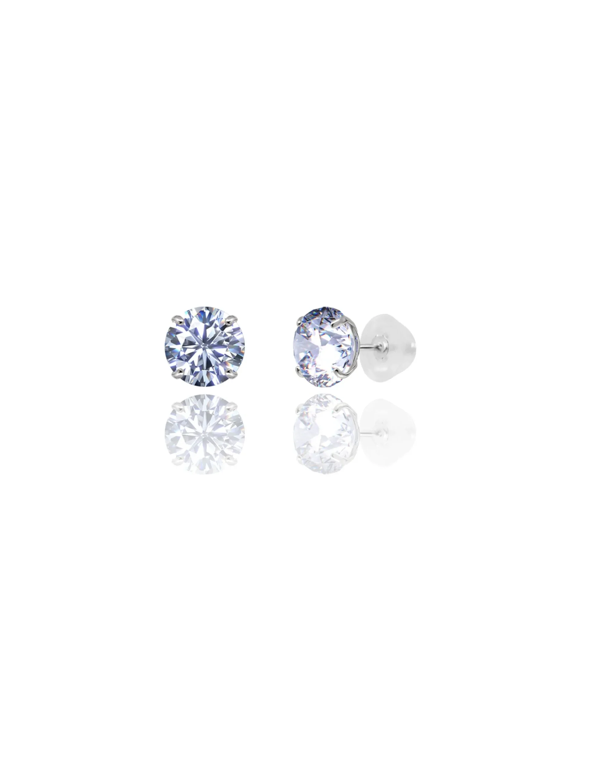 14K White Gold 7MM Round CZ Pushback Stud Earrings>Isaac Mizrahi New