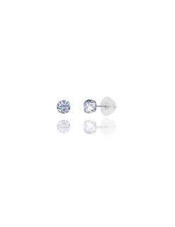 14K White Gold 4MM Round CZ Pushback Stud Earrings><noscript><img width=