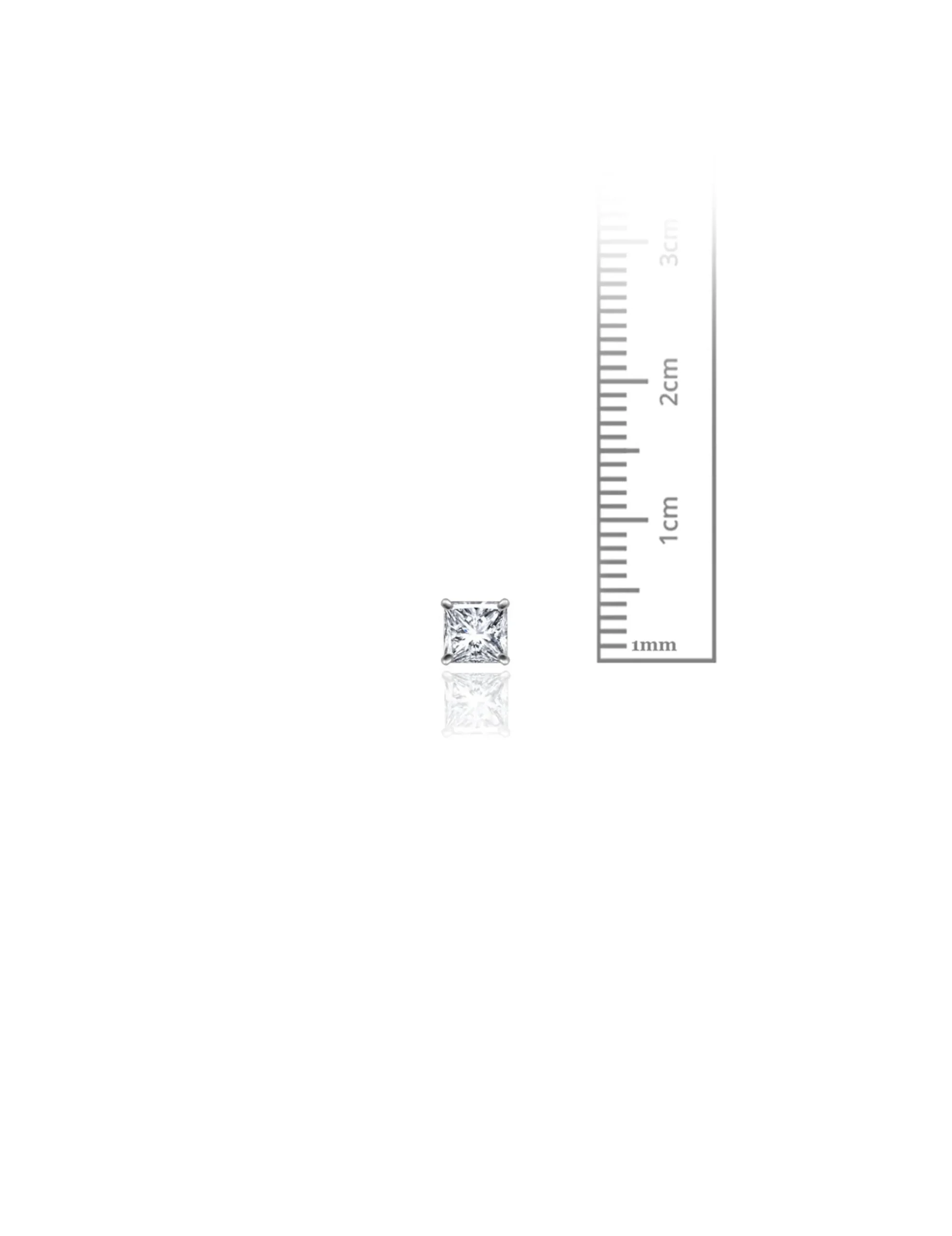14K White Gold 4MM Square CZ Screwback Stud Earrings>Isaac Mizrahi New