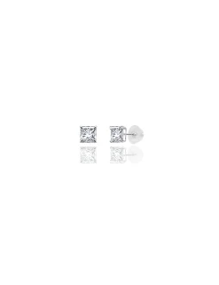 14K White Gold 5MM Square CZ Pushback Stud Earrings><noscript><img width=