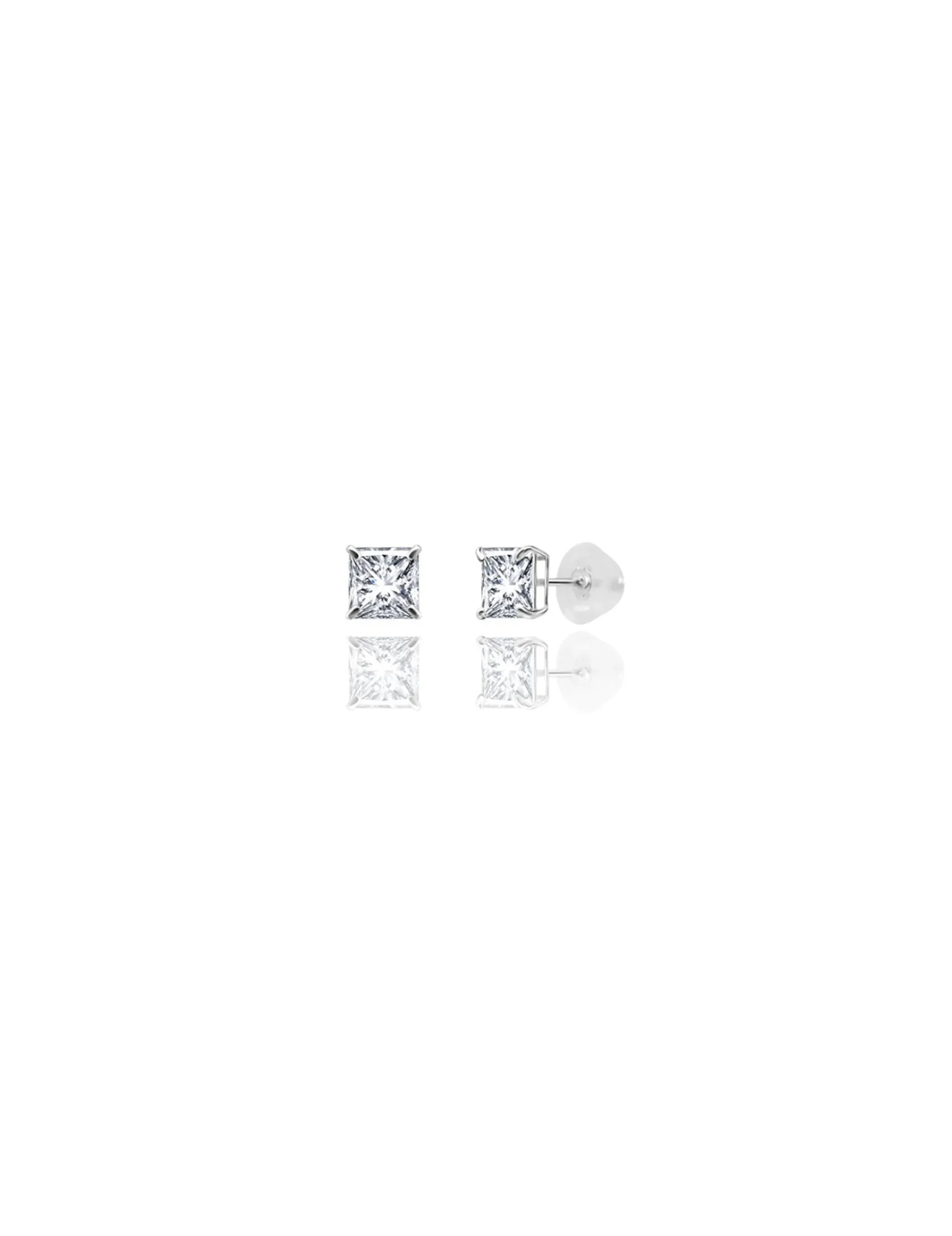14K White Gold 5MM Square CZ Pushback Stud Earrings>Isaac Mizrahi Discount