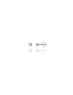 14K White Gold 3MM Square CZ Pushback Stud Earrings>Isaac Mizrahi Best Sale
