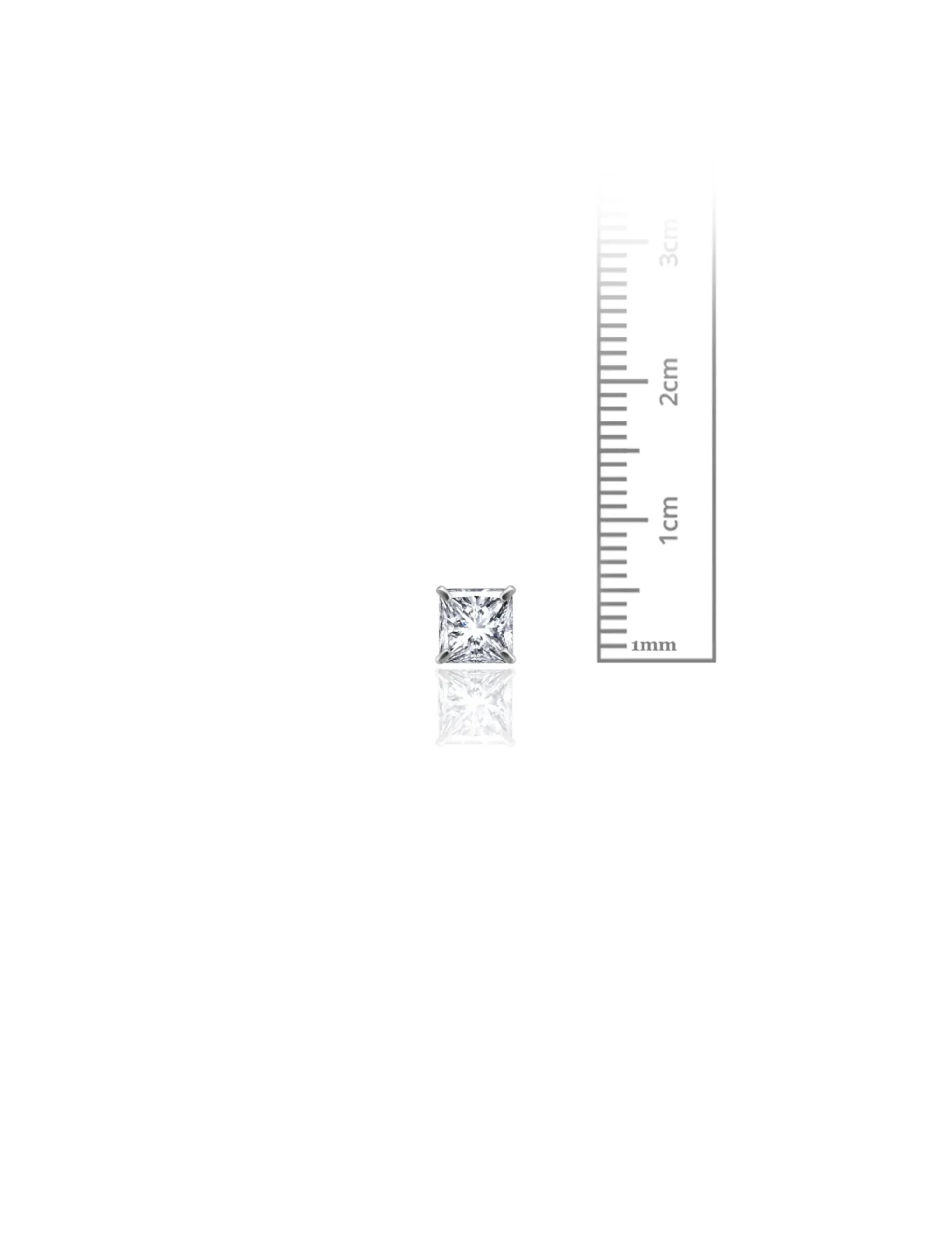 14K White Gold 5MM Square CZ Screwback Stud Earrings>Isaac Mizrahi Clearance