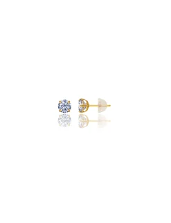14K Yellow Gold 4MM Round CZ Pushback Stud Earrings>Isaac Mizrahi Cheap