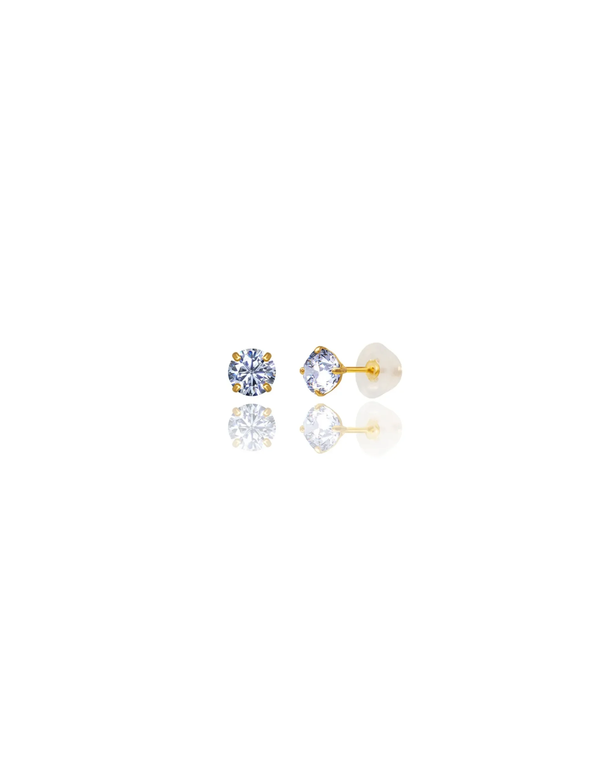 14K Yellow Gold 4MM Round CZ Pushback Stud Earrings>Isaac Mizrahi Cheap