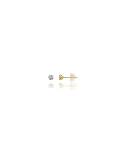 14K Yellow Gold 2MM Round CZ Pushback Stud Earrings>Isaac Mizrahi Online