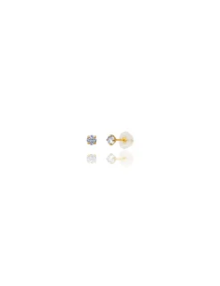 14K Yellow Gold 2MM Round CZ Pushback Stud Earrings><noscript><img width=