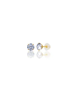 14K Yellow Gold 5MM Round CZ Pushback Stud Earrings><noscript><img width=