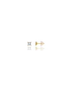 14K Yellow Gold 3MM Square CZ Pushback Stud Earrings>Isaac Mizrahi Best Sale