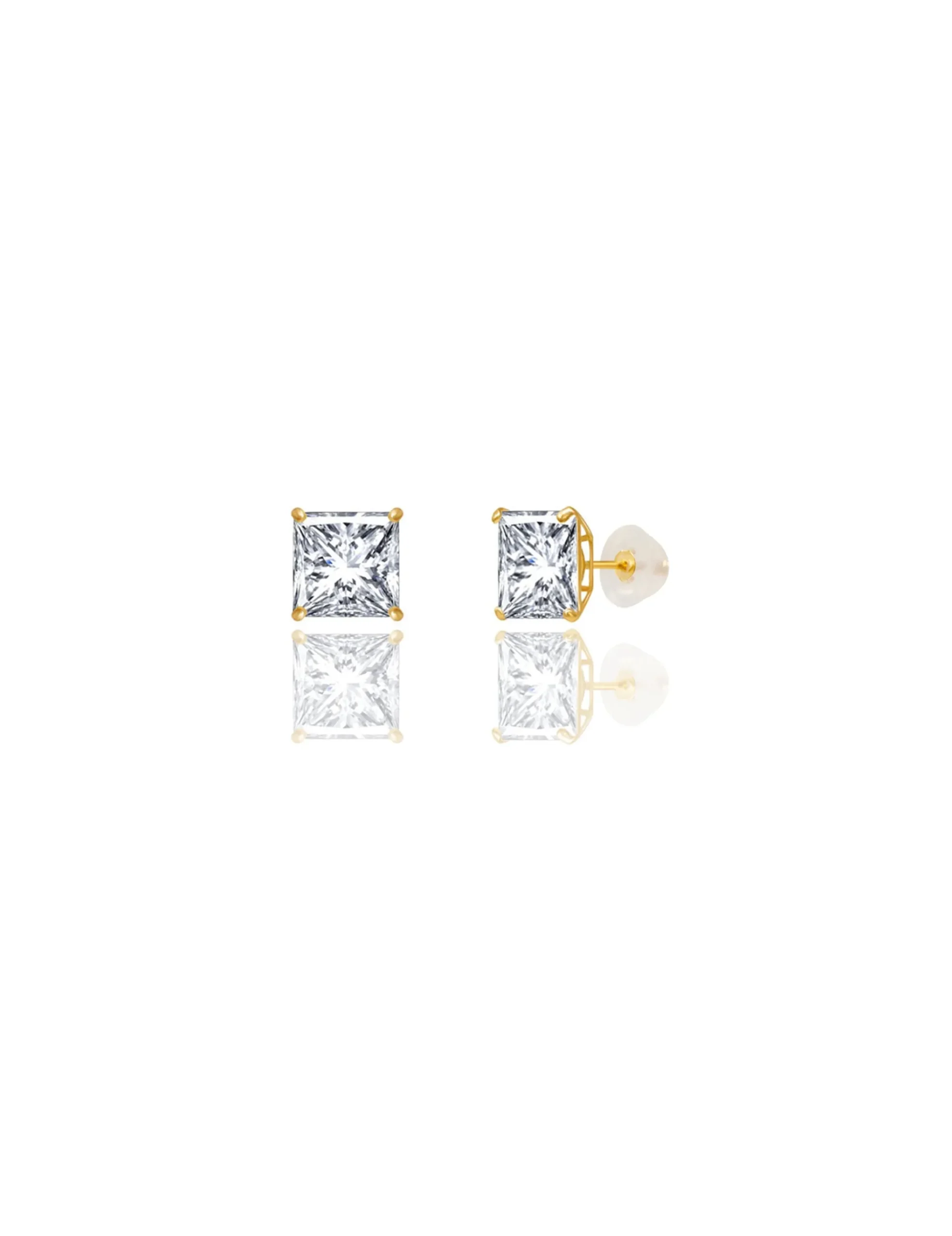 14K Yellow Gold 7MM Square CZ Pushback Stud Earrings>Isaac Mizrahi Cheap