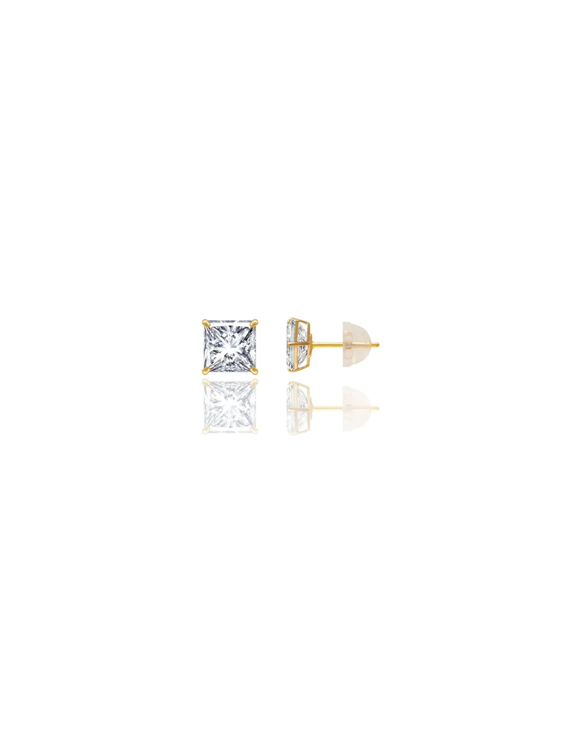 14K Yellow Gold 6MM Square CZ Pushback Stud Earrings>Isaac Mizrahi Discount