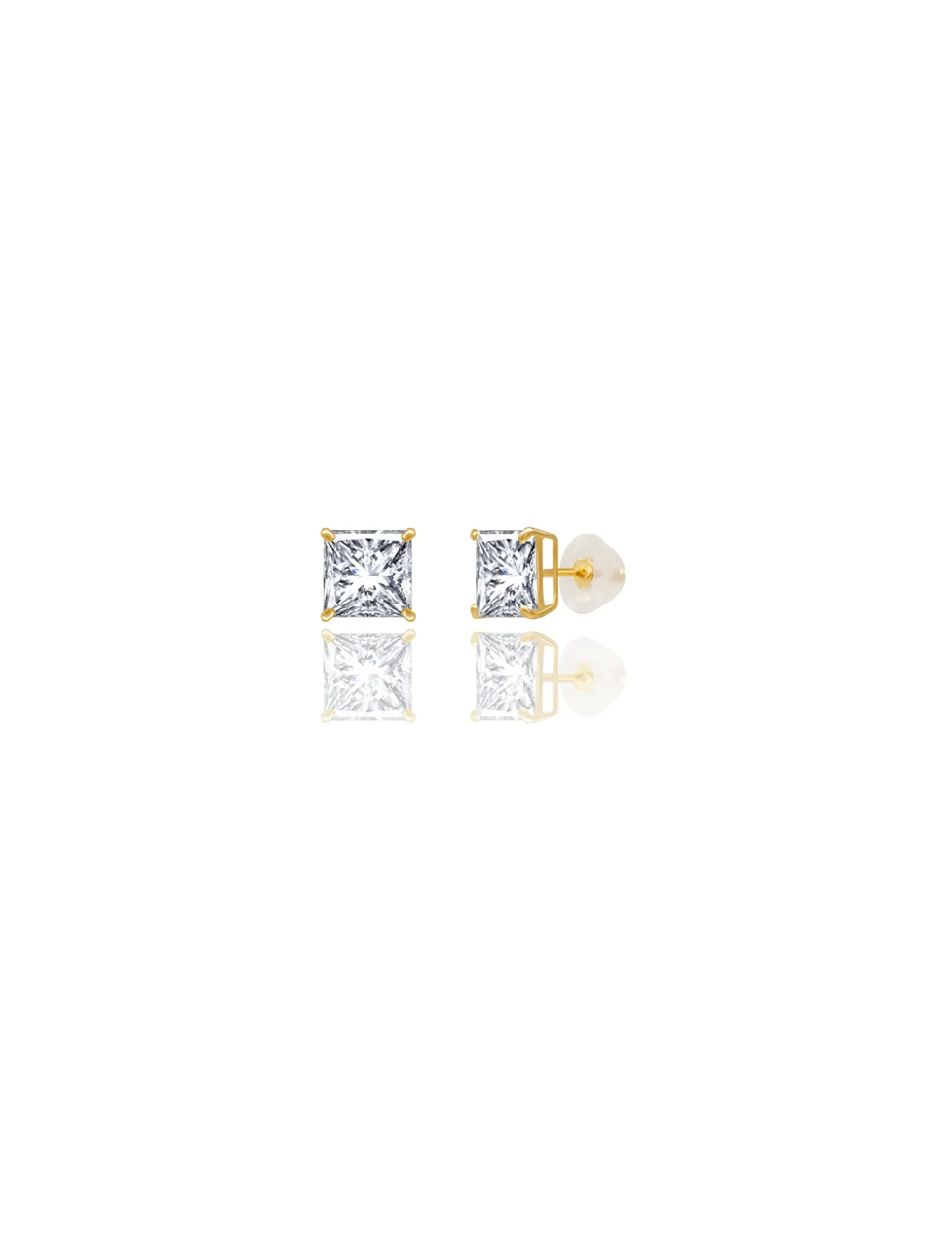 14K Yellow Gold 6MM Square CZ Pushback Stud Earrings>Isaac Mizrahi Discount