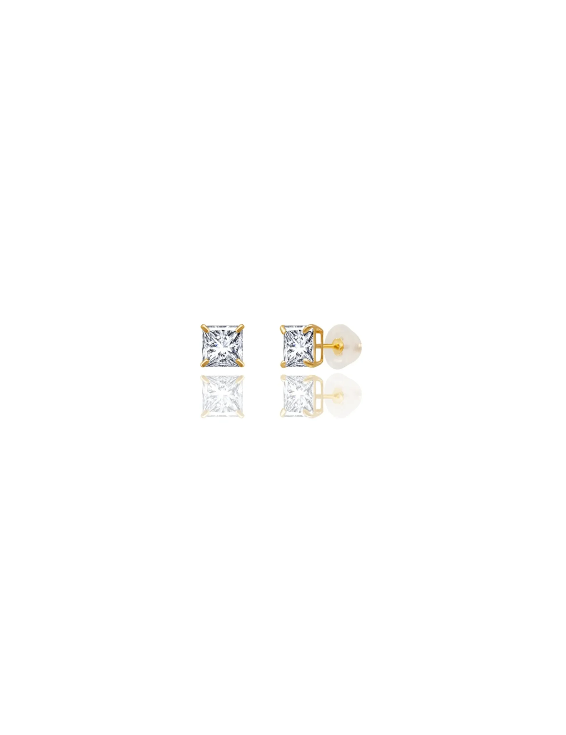 14K Yellow Gold 5MM Square CZ Pushback Stud Earrings>Isaac Mizrahi Online