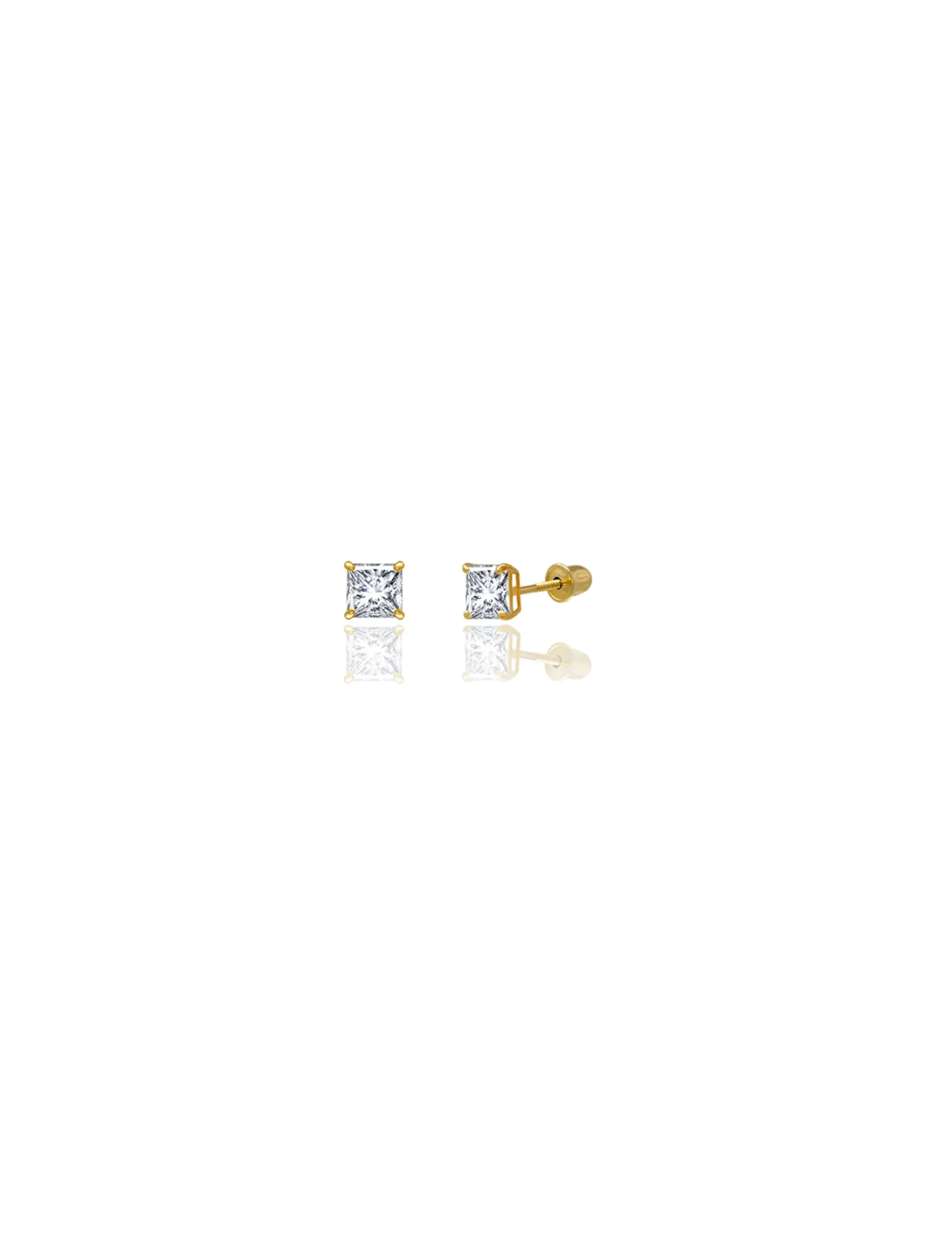 14K Yellow Gold 4MM Square CZ Screwback Stud Earrings>Isaac Mizrahi Flash Sale