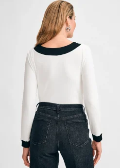 Long-Sleeved Knit Bow Top><noscript><img width=